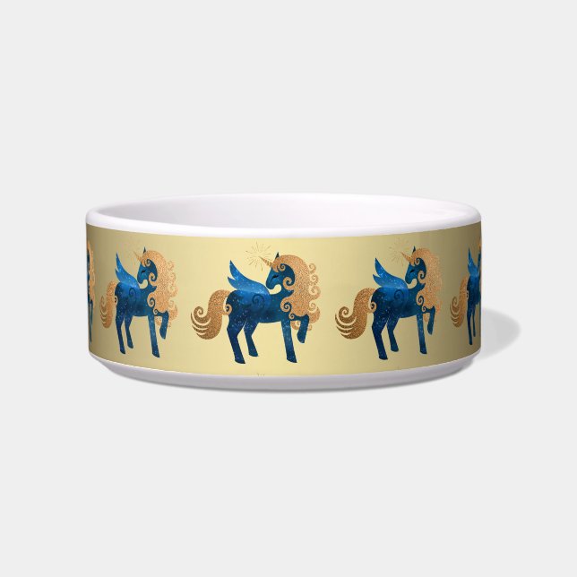 Tigela Marinho Dourado da Unicorn Pet Feeding Bowl (Frente)