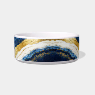 Tigela Marinho Luxurioso Azul e Dourado Mármaco Folha