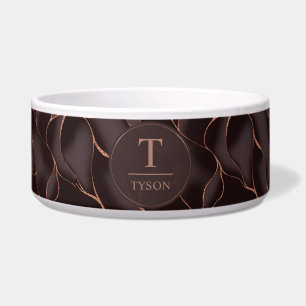 Tigela Marrom Chocolate & Dourado Rosa Padrão de Onda Abs