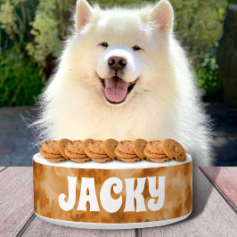 Tigela Marrom Tie Dye Personalizado Cão ou Nome do Gato