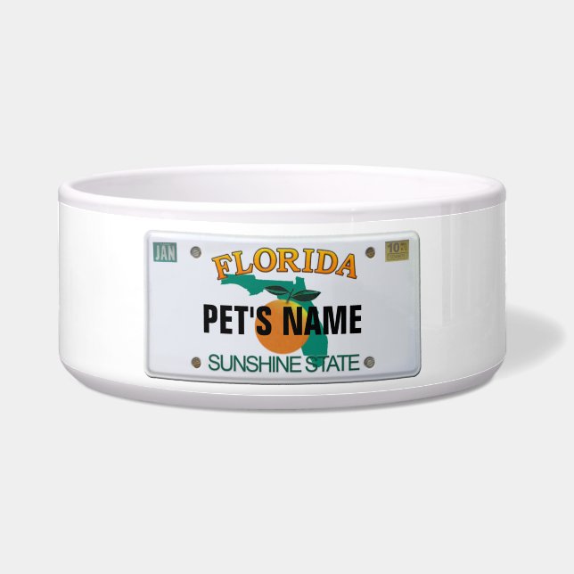 Tigela Matrícula de Florida com nome de animal de (Frente)