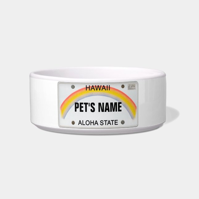 Tigela Matrícula de Havaí com nome de animal de estimação (Frente)