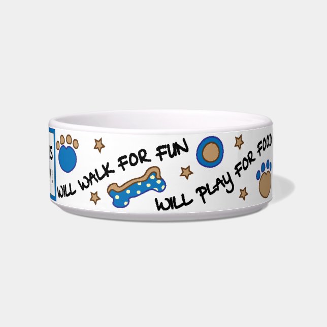 Tigela Média para Cão "Vou Jogar por Comida" (Direita)