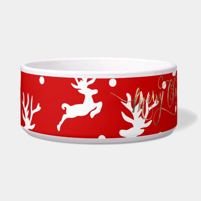 Tigela Merry Christmas Reindeers Red (Frente)
