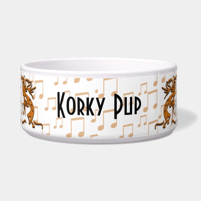 Tigela Merrymaker de Kokopelli da dança com notas (Frente)