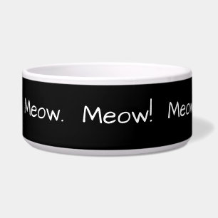 Tigela Miau. Miau! Miau! Mensagem Engraçada, Black Bowl