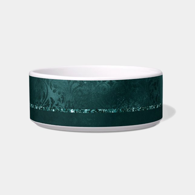 Tigela Midnight Teal Romance | Dark Satinge Damask (Frente)