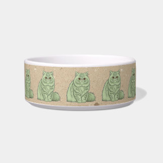 Tigela Mint Green Longhair Persian Cat Ceramic Pet Bowl