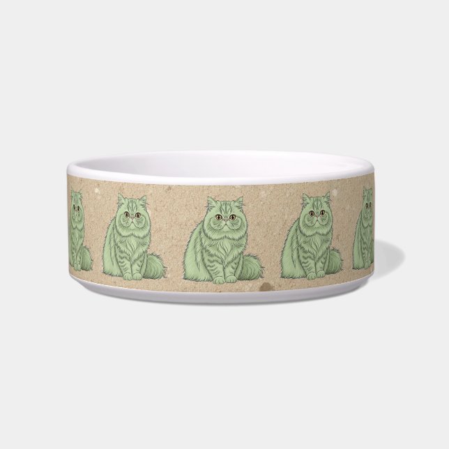 Tigela Mint Green Longhair Persian Cat Ceramic Pet Bowl (Frente)