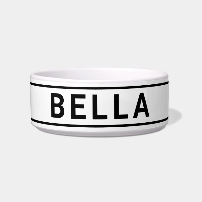 Tigela Modelo de Comida de Pet de Nome Simples Personaliz (Frente)