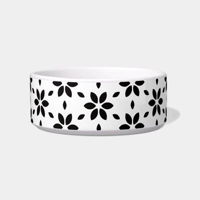 Tigela Modern Black and White Abstract Floral  (Frente)