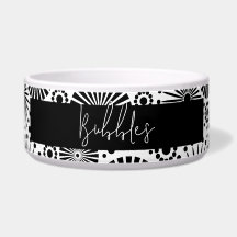 Modern black white geometric starburst Pet Name 