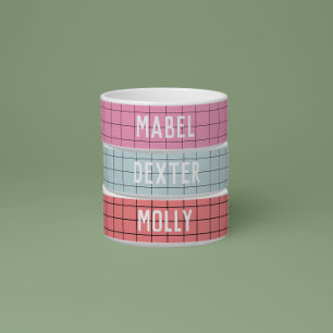 Tigela Moderno Geométrico Rosa Brilhante Xadrez Simples