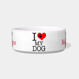 Tigela Monograma de Bulldog Francês Eu Amo Minha Trendênc