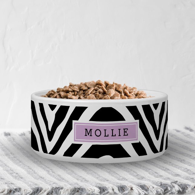 Tigela Monograma de Impressão de Zebra Preta e Púrpura (Criador carregado)