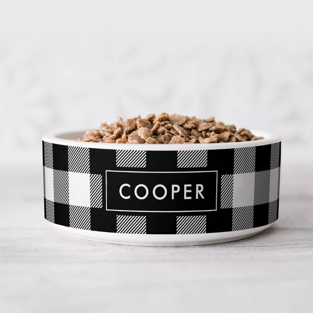 Tigela Monograma do Nome do Cheque de Buffalo Preto (Criador carregado)