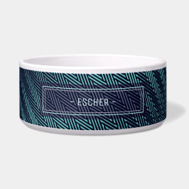 Tigela Monograma Elegante de Abstrato e Marinho