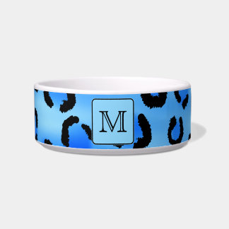 Tigela Monograma personalizado, teste padrão azul do