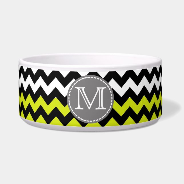 Tigela Monograma verde-preto-verde-quevron Zigzag (Frente)