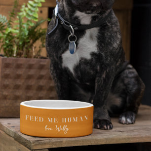 Tigela Monogramada Funny Feed Me Human   Alimentaç