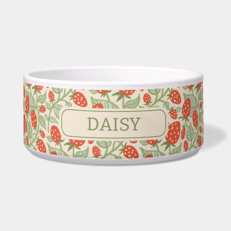 Tigela Morangos vermelhos e folhas verdes padrão