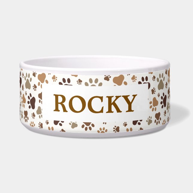 Tigela Muddy Paw Prints - Large Personalised Pet Bowl (Frente)
