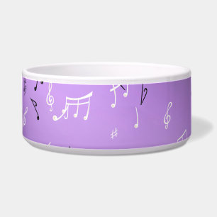 Tigela Musical Notes Purple Glow Cerâmica Pet Bowl