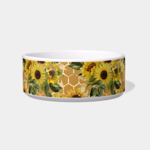 Tigela Na moda Amarelo Buquê Girassóis Honorários Pet