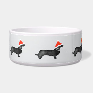Tigela Natal férias dachsund natal água-tinta preto