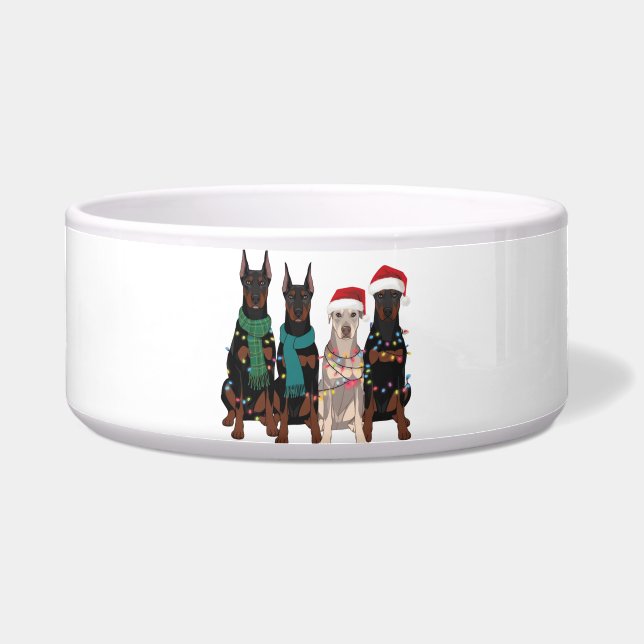 Tigela Natal Mãe de Cachorro Amante Doberman Feriado  (Frente)