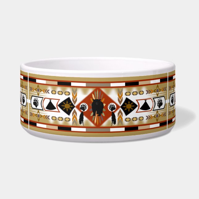 Tigela Native American Bear Clan Pet Bowl (Frente)