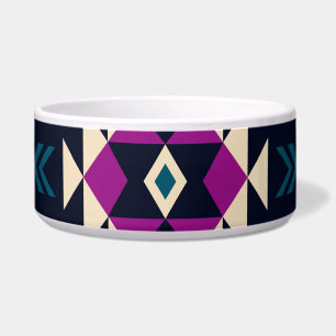 Tigela Navajo tribal escuro, geométrico de vintage.