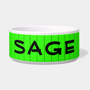 Tigela Neon Green e Black Thin Strik Name Cat Dog