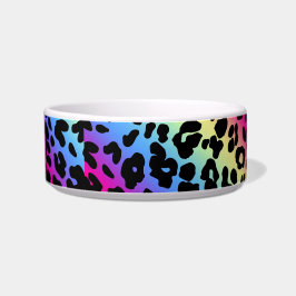 Tigela Neon Rainbow Leopard Pattern Impressão
