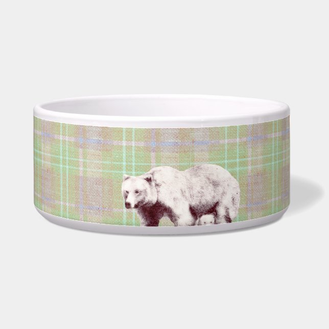 Tigela Neutral Sage Plaid Bear (Direita)
