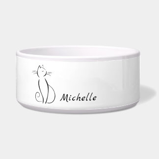 Tigela Nome de Adição Mínimo de Gato Preto em Branco