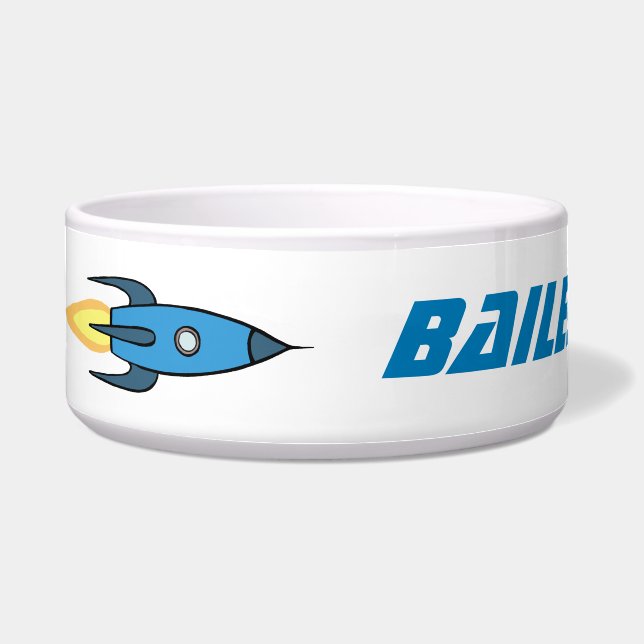 Tigela Nome de animal de estimação personalizado do navio (Frente)