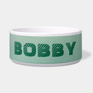 Tigela Nome de cachorro verde moderno personalizado