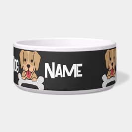 Tigela Nome de Cão Personalizado Texto Cachorro Puppy com