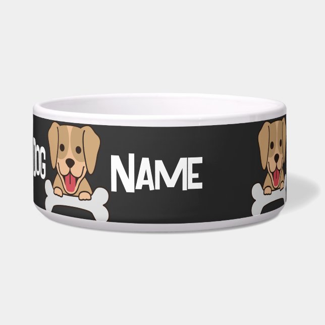 Tigela Nome de Cão Personalizado Texto Cachorro Puppy com (Frente)