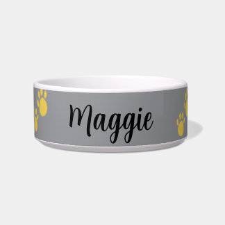 Tigela Nome de estimação personalizado, impressão de pata