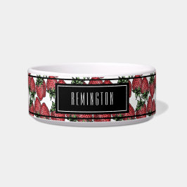 Tigela Nome de Pet Personalizado do Padrão de Morango Ver