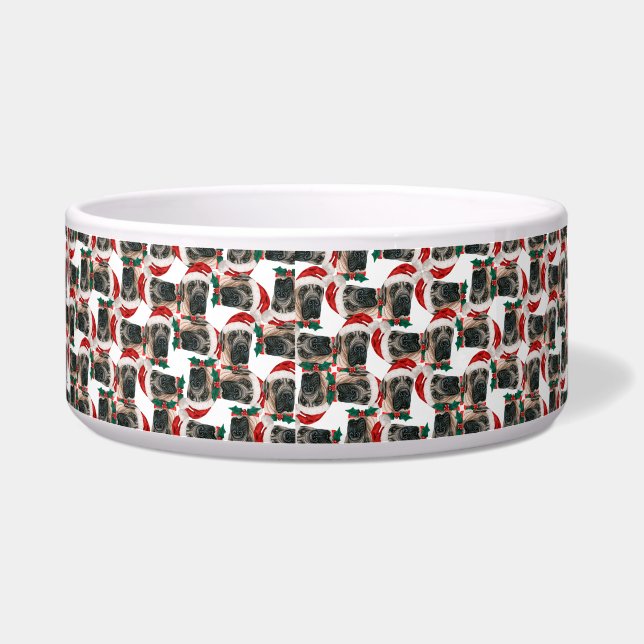 Tigela Nome engraçado do Mastim Inglês Padrão de Natal (Esquerda)
