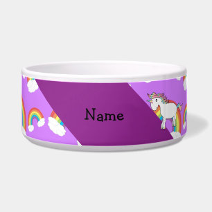 Tigela Nome personalizado arco-íris unicórnio roxo arco-í