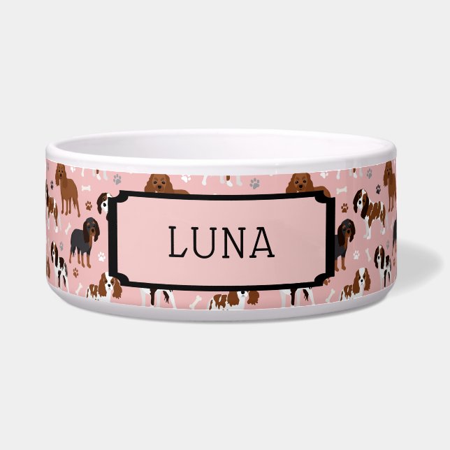 Tigela Nome personalizado Cavalier King Charles Spaniel B (Frente)