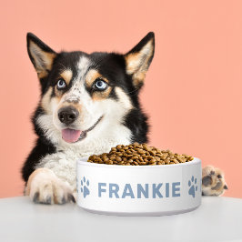 Tigela Nome Personalizado com Pet de Impressões Azuis de 