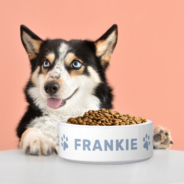 Tigela Nome Personalizado com Pet de Impressões Azuis de  (Criador carregado)