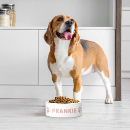 Tigela Nome Personalizado com Rosa Pet de Impressão de Pa