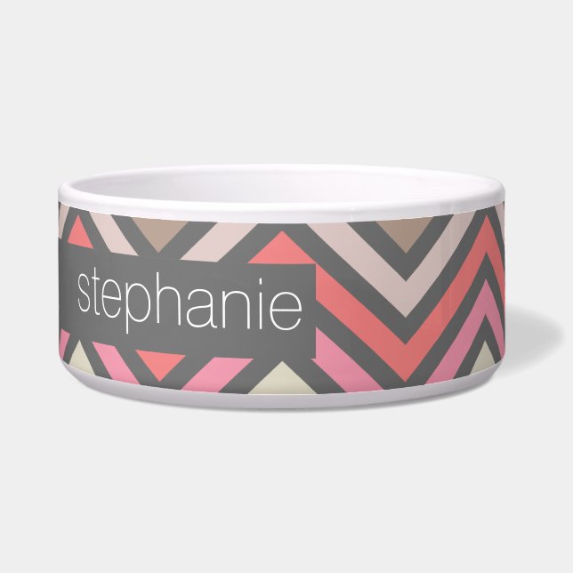 Tigela Nome Personalizado da Cinza de Coral Rosa Colorida (Frente)