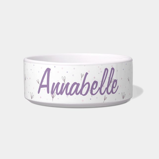 Tigela Nome Personalizado da Pet Bowl da Flor (Frente)